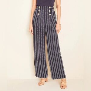 Ann Taylor Navy Striped Sailor Palazzo Wide Leg Pants